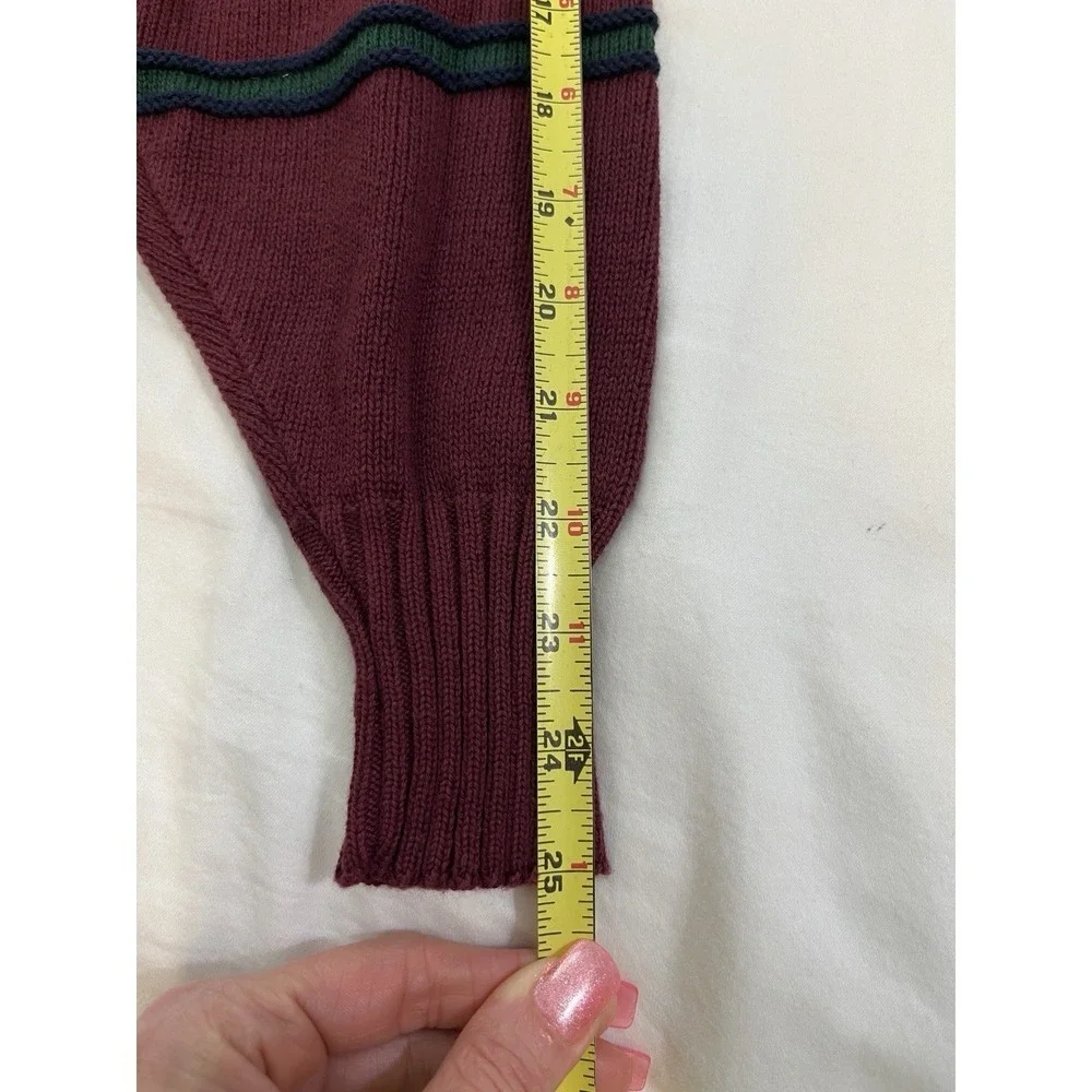 Vintage Chaps Ralph Lauren Sweater Mens‎ M Burgundy Striped Cotton Preppy USA
